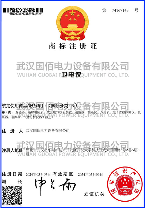 衛電俠商標注冊證
